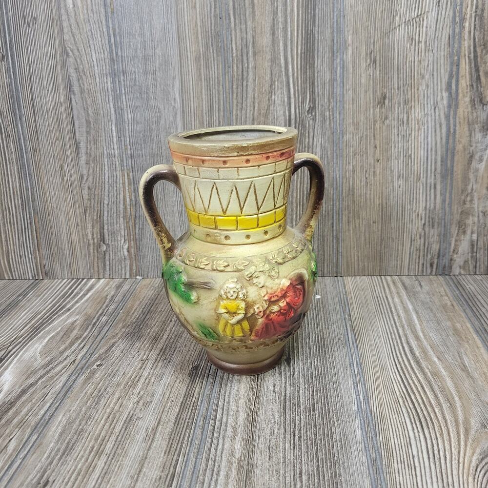 Vintage Vase Norleans Colorful Double Handle, Ship Mother Child
